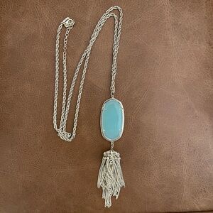 Kendra Scott Rayne necklace in aqua and gold